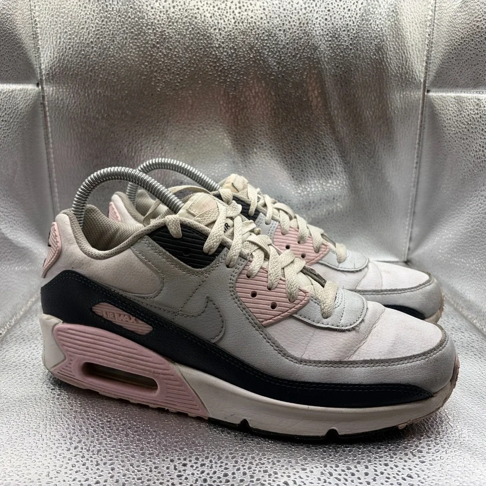 Size 7Y Nike Air Max 90 White Pink Kids Athletic Sneaker Shoes‎ HF6358-104